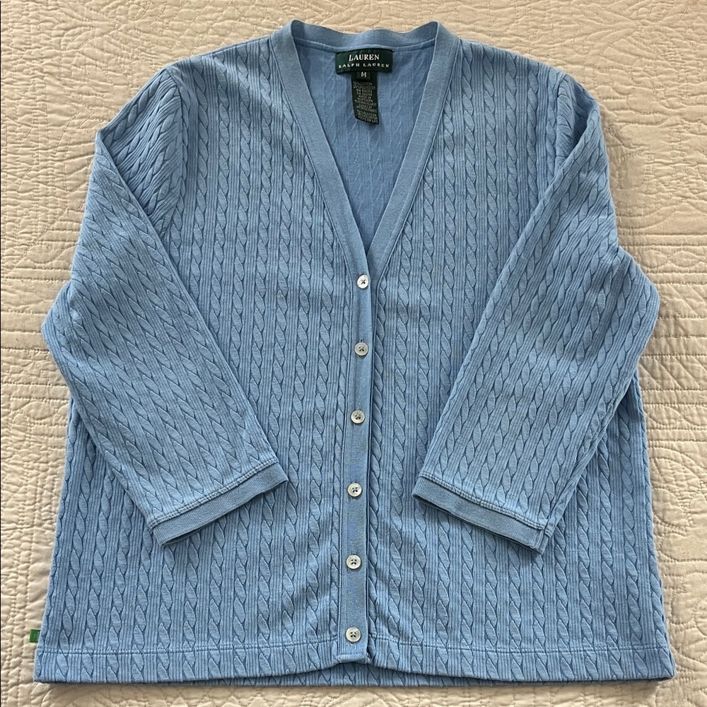 Lauren Ralph Lauren Blue Cable Knit‎ Cardigan